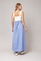 Vestido midi bicolor com alças