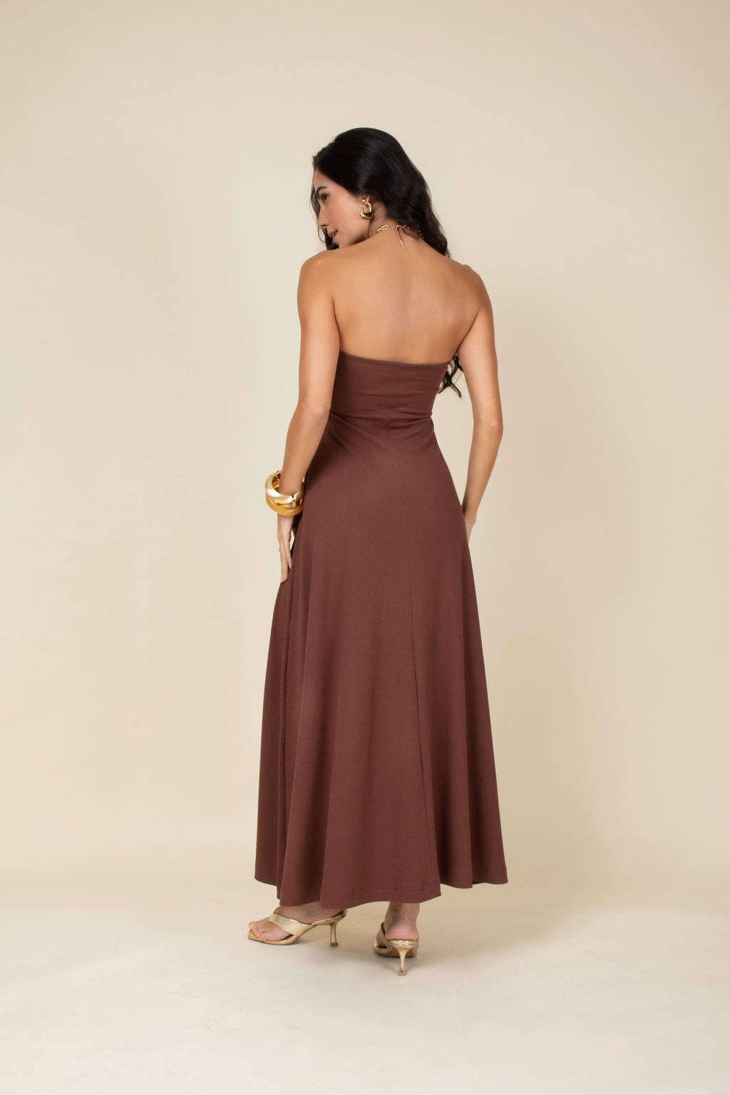 Vestido em malha sem alça