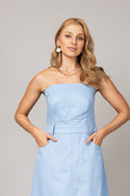 Vestido sem alça em sarja