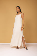 Vestido longo alças com nó