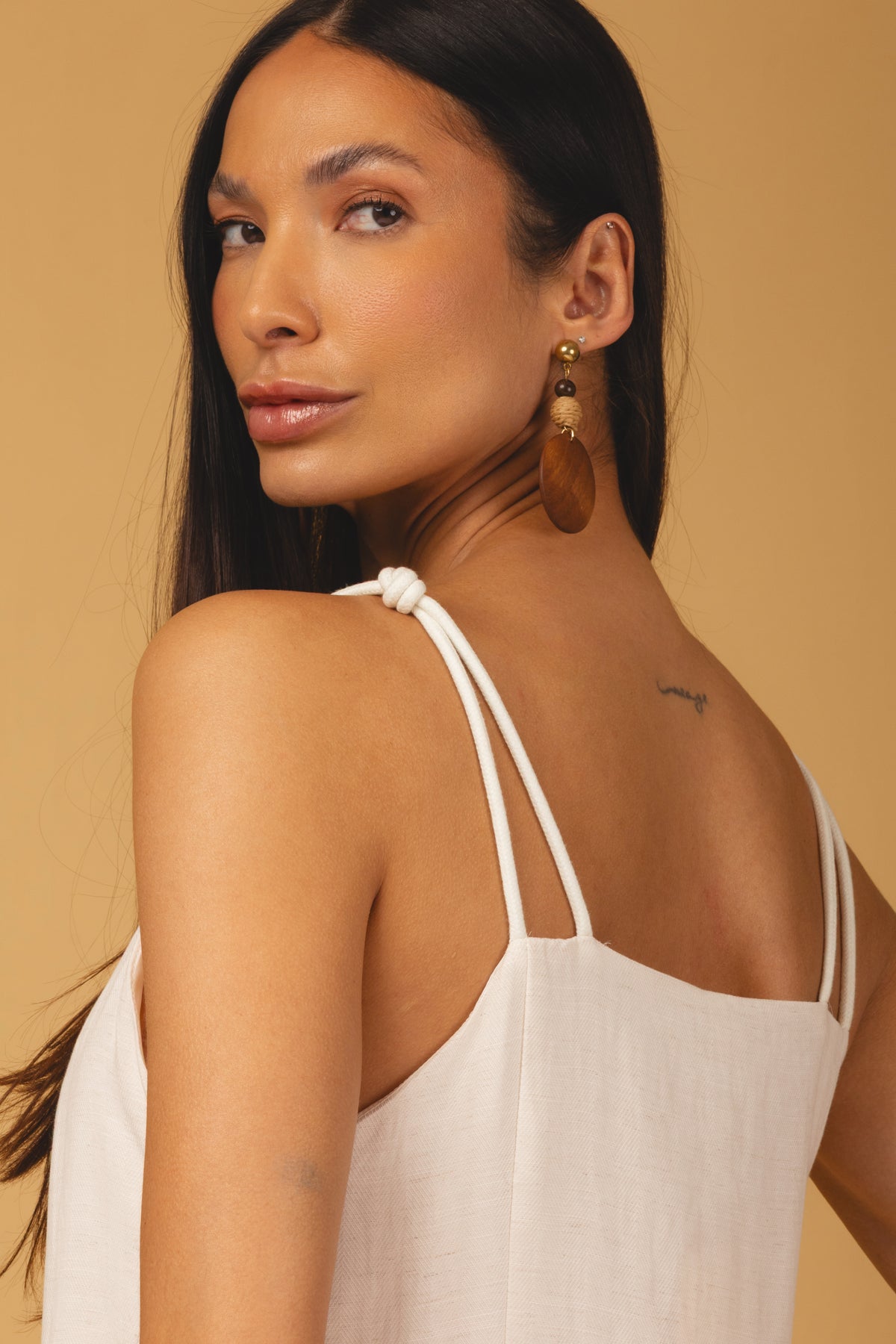 Vestido longo alças com nó