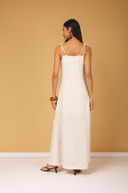 Vestido longo alças com nó