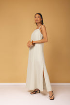 Vestido longo alças com nó