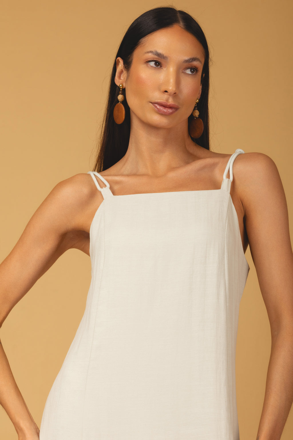 Vestido longo alças com nó