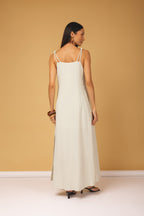 Vestido longo alças com nó