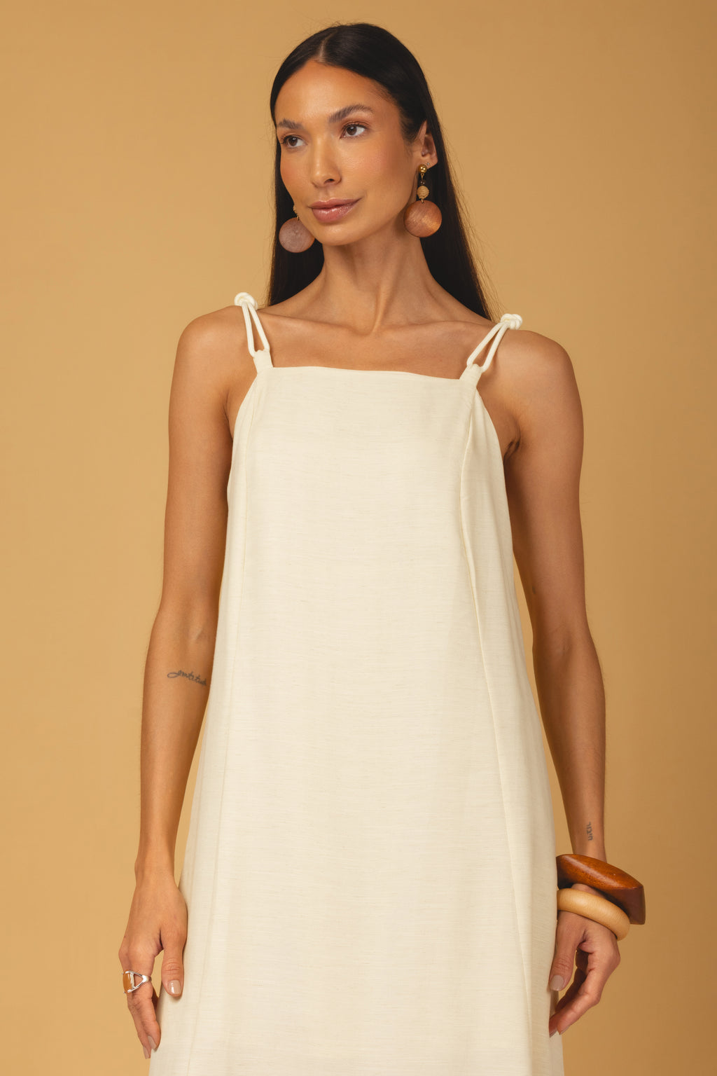 Vestido longo alças com nó