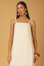 Vestido longo alças com nó