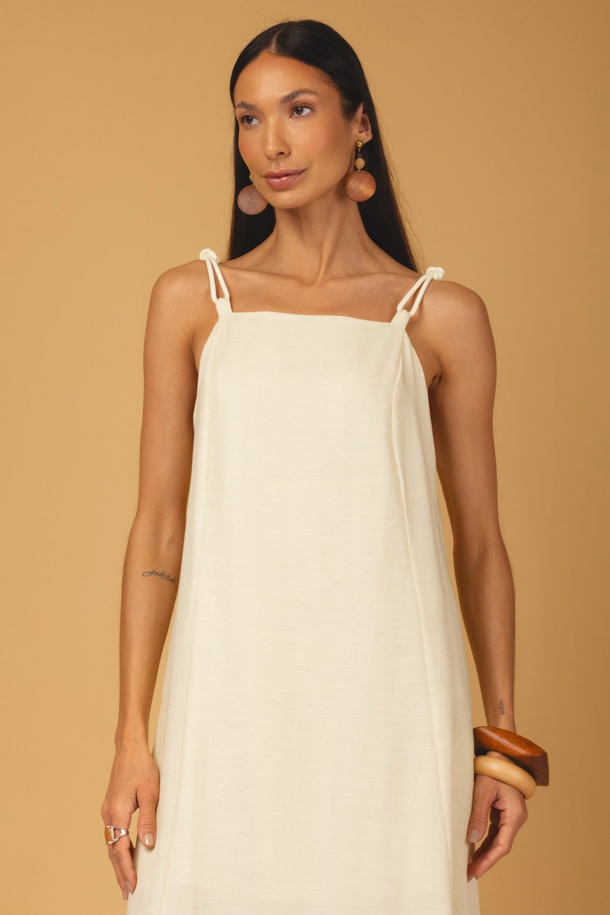 Vestido longo alças com nó