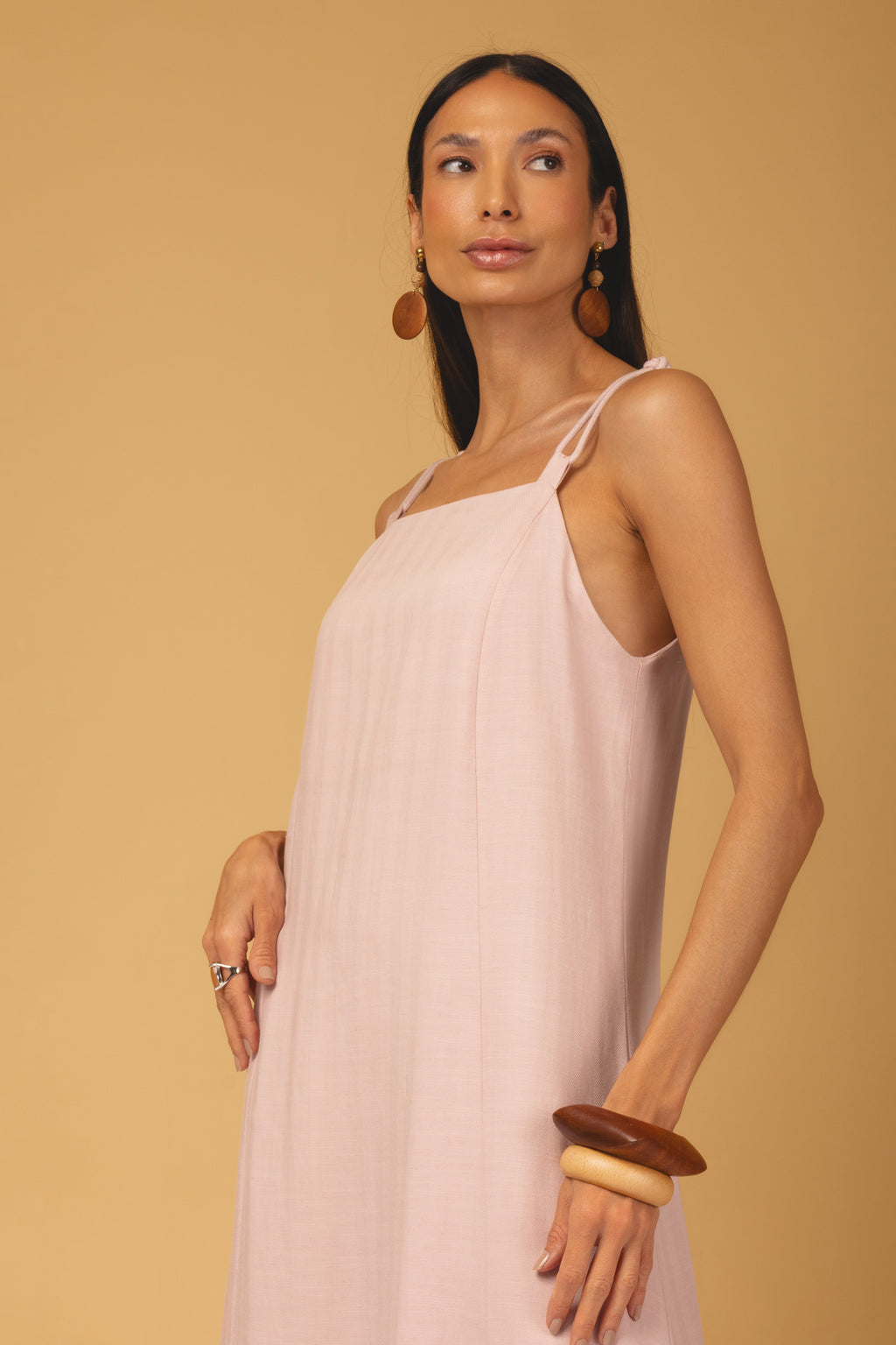 Vestido longo alças com nó