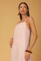 Vestido longo alças com nó