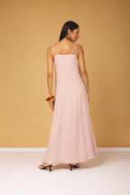 Vestido longo alças com nó