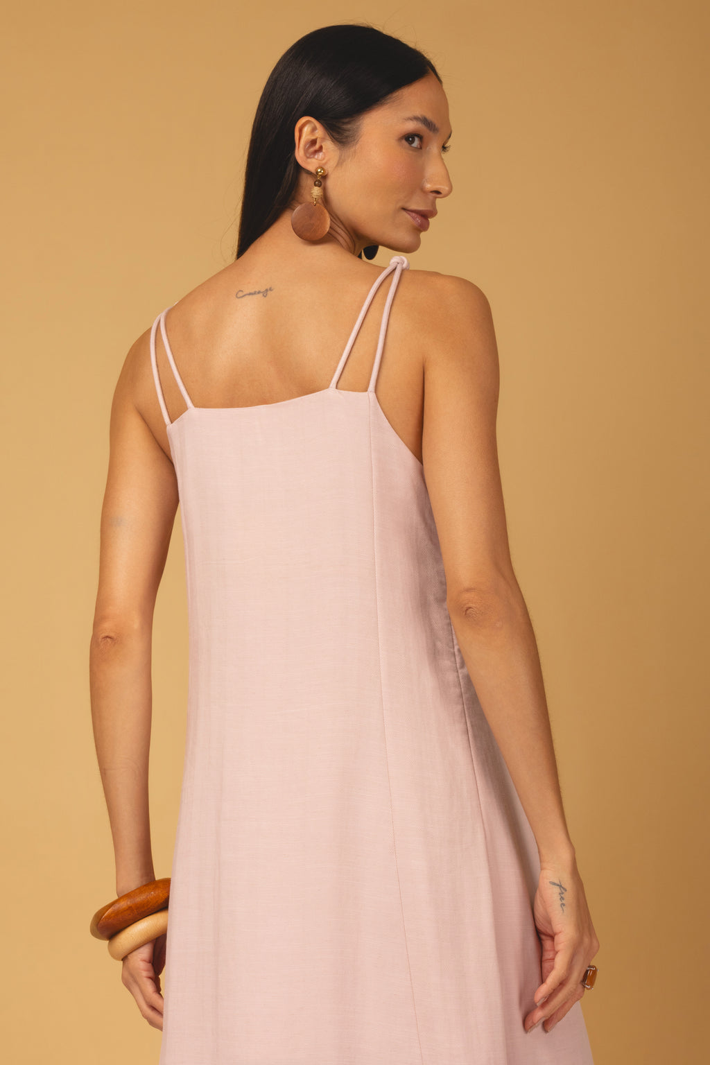 Vestido longo alças com nó