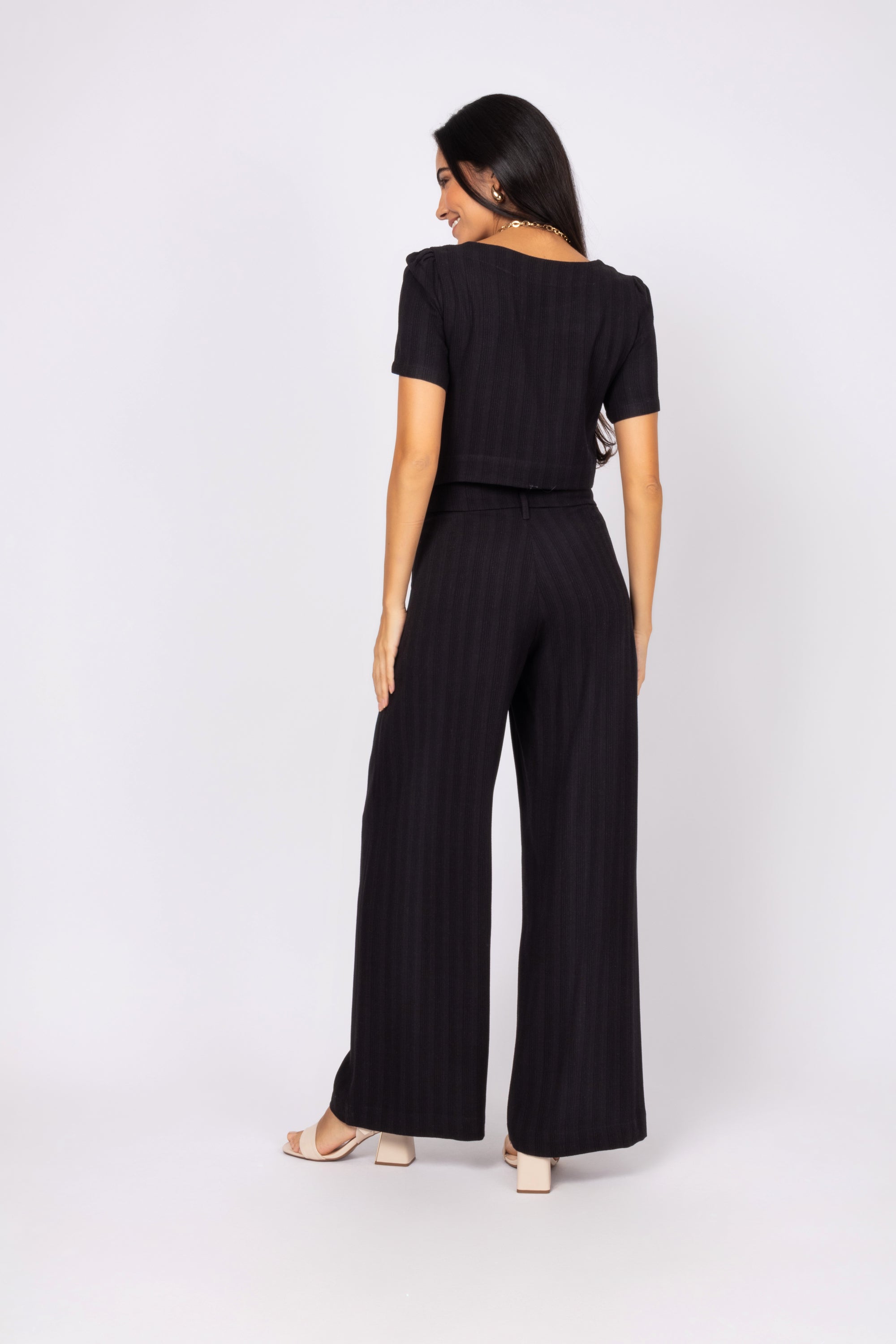 Calça pantalona viscolinho