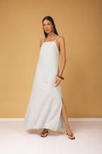 Vestido longo alças com nó