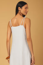 Vestido longo alças com nó