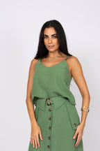 Conjunto de blusa com saia midi
