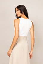 Saia midi com bolsos e cinto forrado