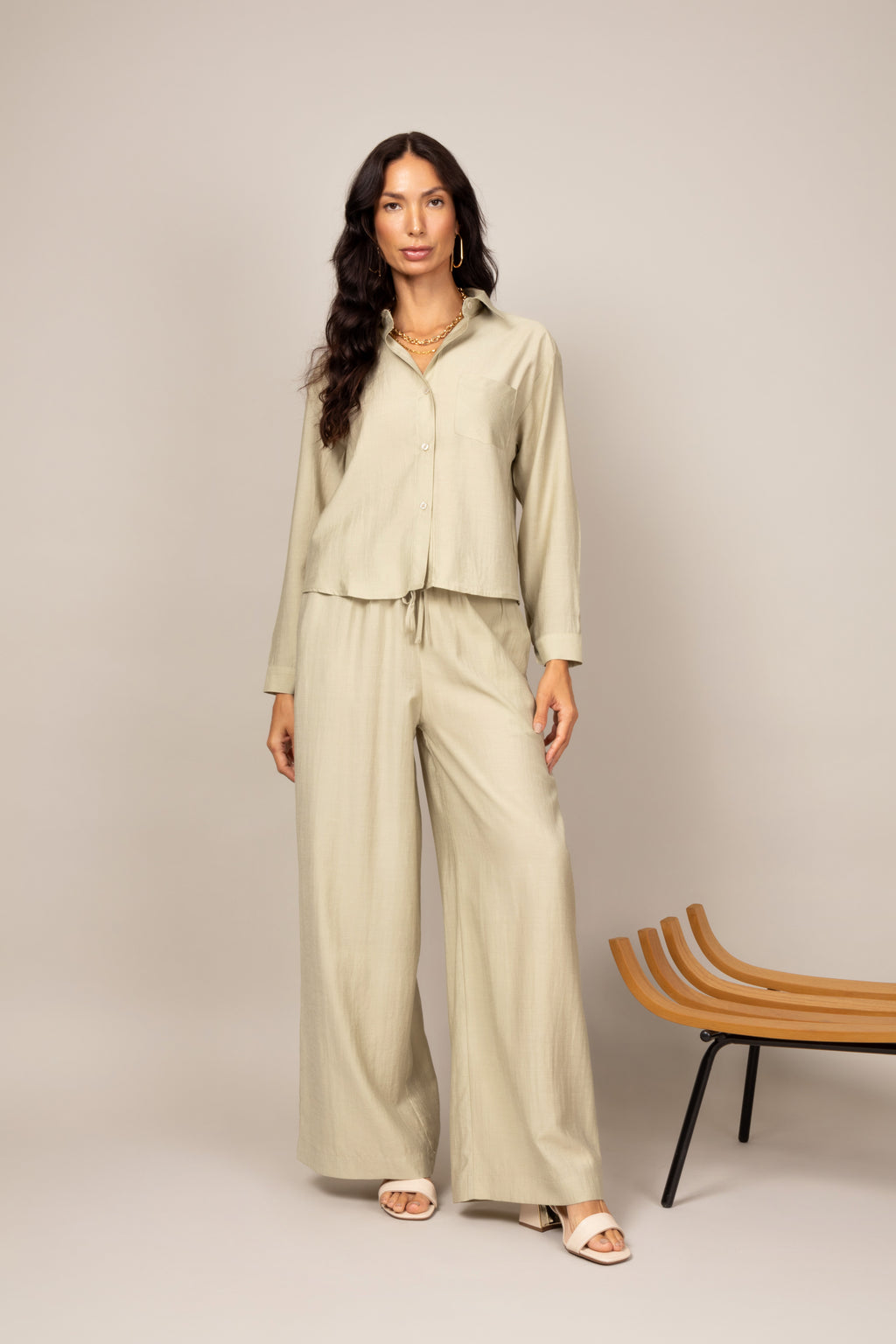 Calça pantalona fluida