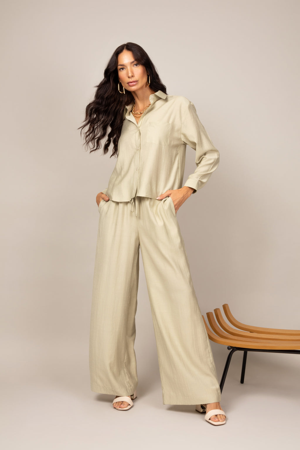 Calça pantalona fluida