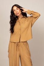 Camisa de botão com manga longa