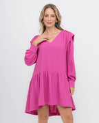 Vestido curto manga longa