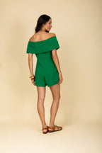 Macacão curto ombro a ombro