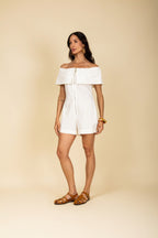 Macacão curto ombro a ombro