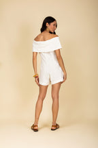 Macacão curto ombro a ombro