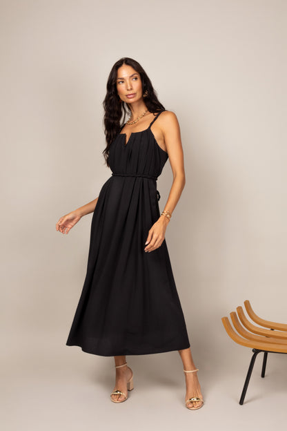 Vestido midi de alças trançada