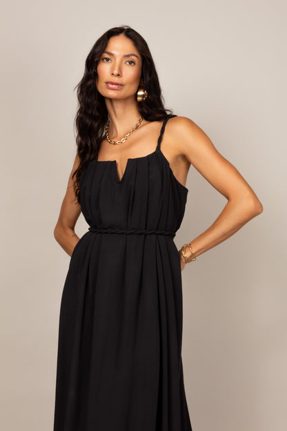 Vestido midi de alças trançada