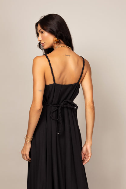 Vestido midi de alças trançada