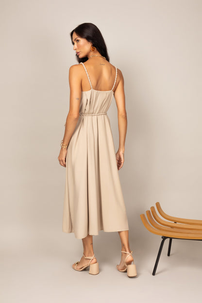 Vestido midi de alças trançada