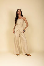 Conjunto blusa e calça em linho