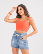 Conjunto cropped com kimono