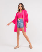Conjunto cropped com kimono