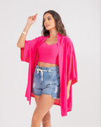 Conjunto cropped com kimono