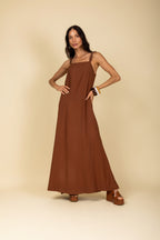 Vestido longo em viscose com alças