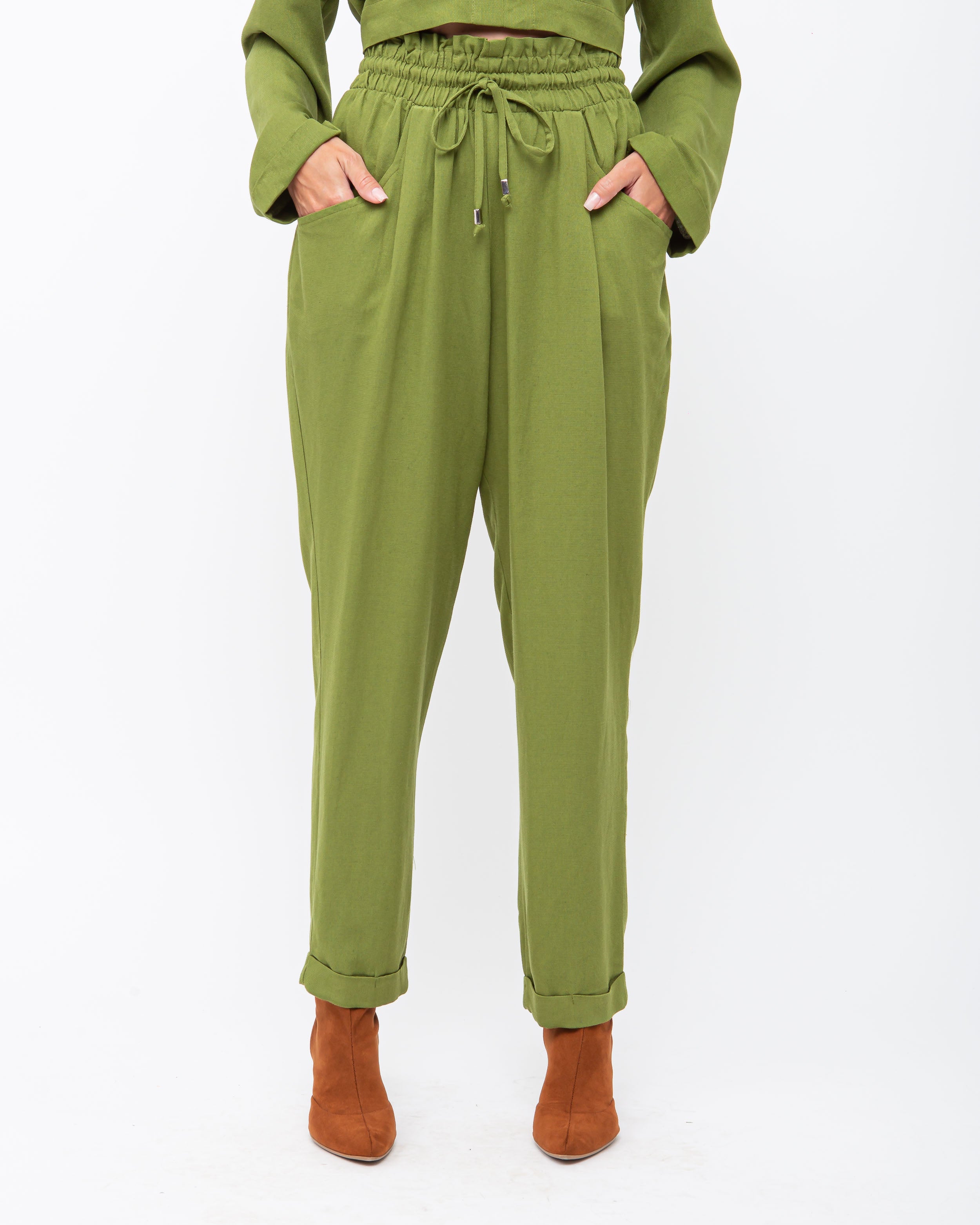 Calça em piquet verde