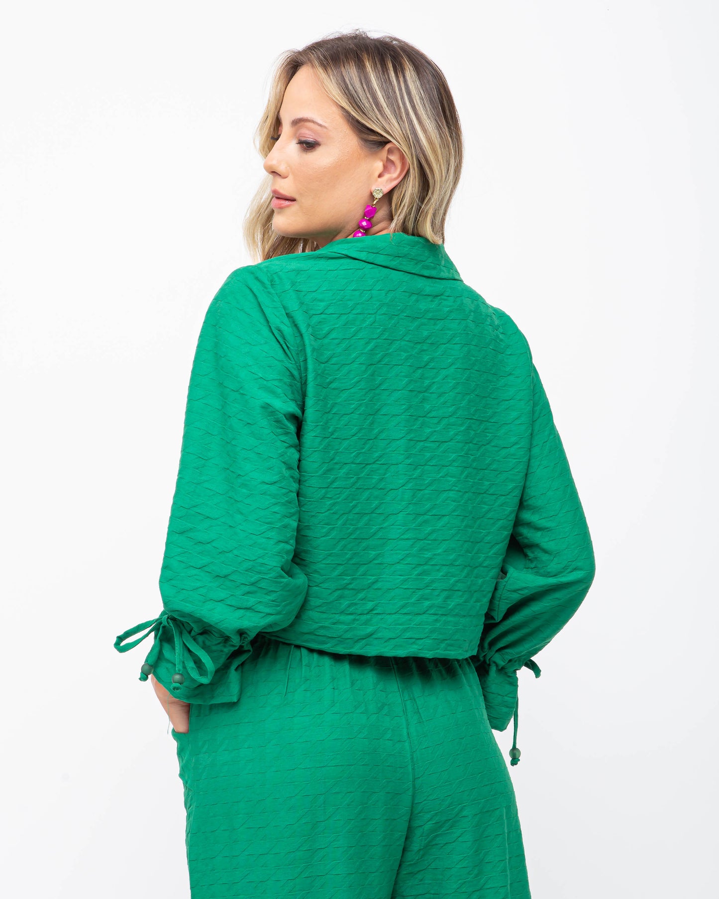 Conjunto jacquard pied de coq verde