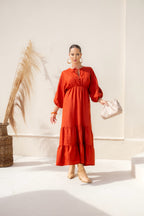 Vestido com babados maria em linho