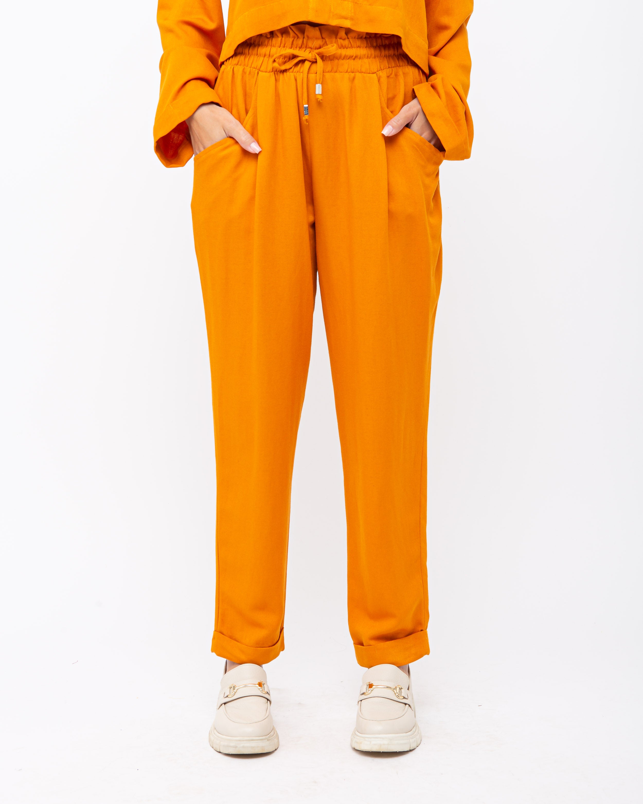 Calça em piquet laranja