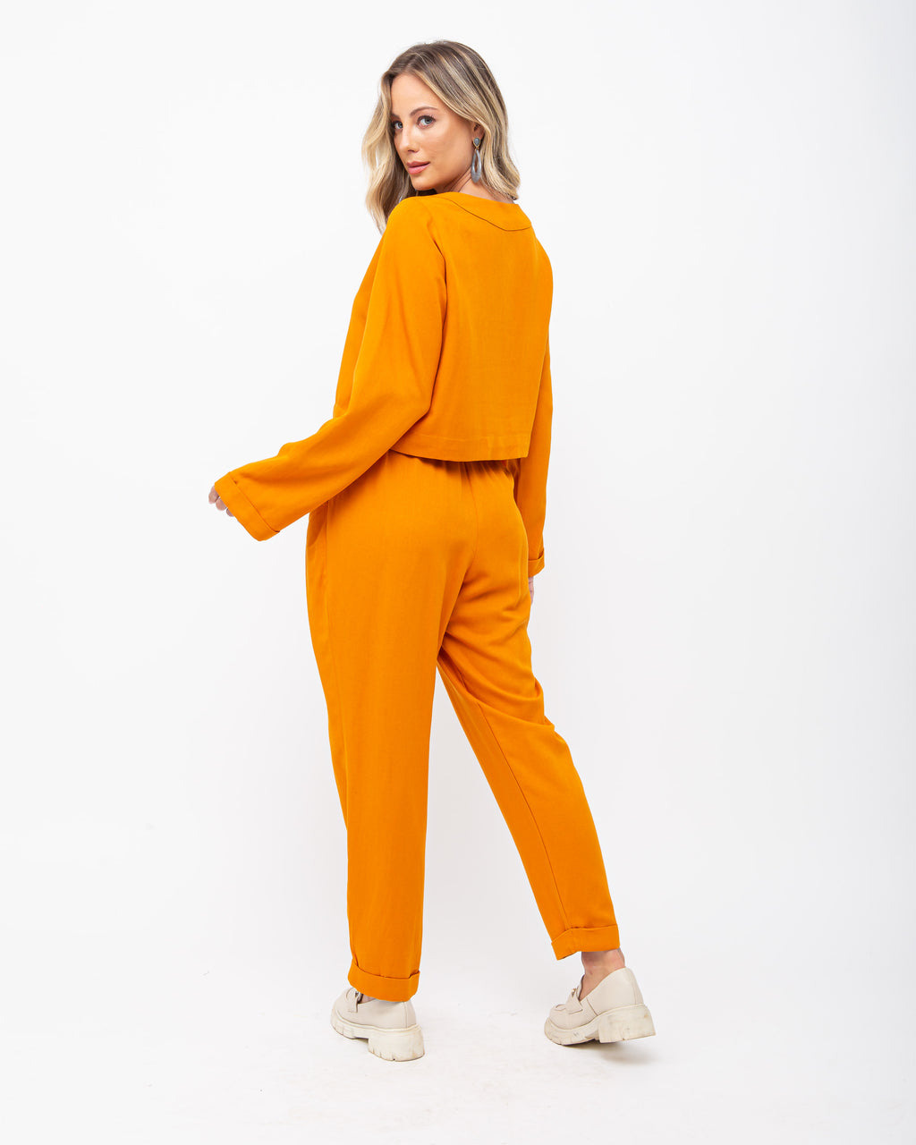 Calça em piquet laranja