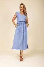 Conjunto midi blusa regata e saia bolsos cargo
