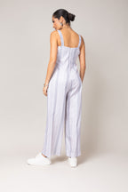 Macacão de linho listrado minimalista