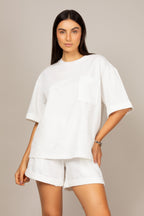 Conjunto estonado de camiseta oversized e shorts