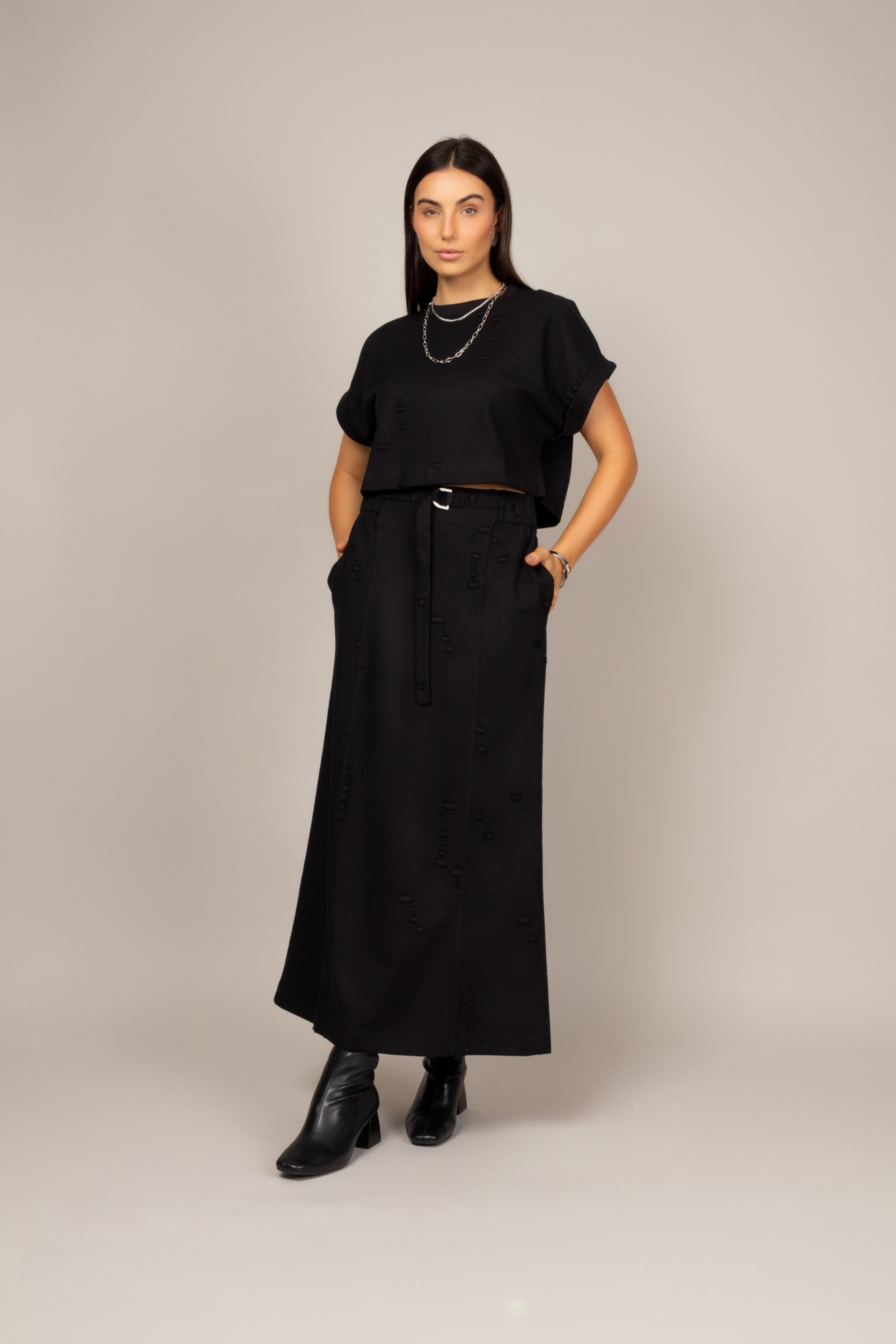 Conjunto em malha estonada destroyed
