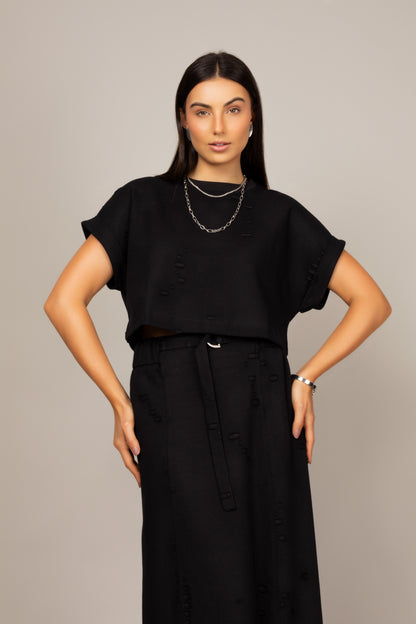 Conjunto em malha estonada destroyed