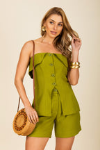 Conjunto tomara que caia e shorts