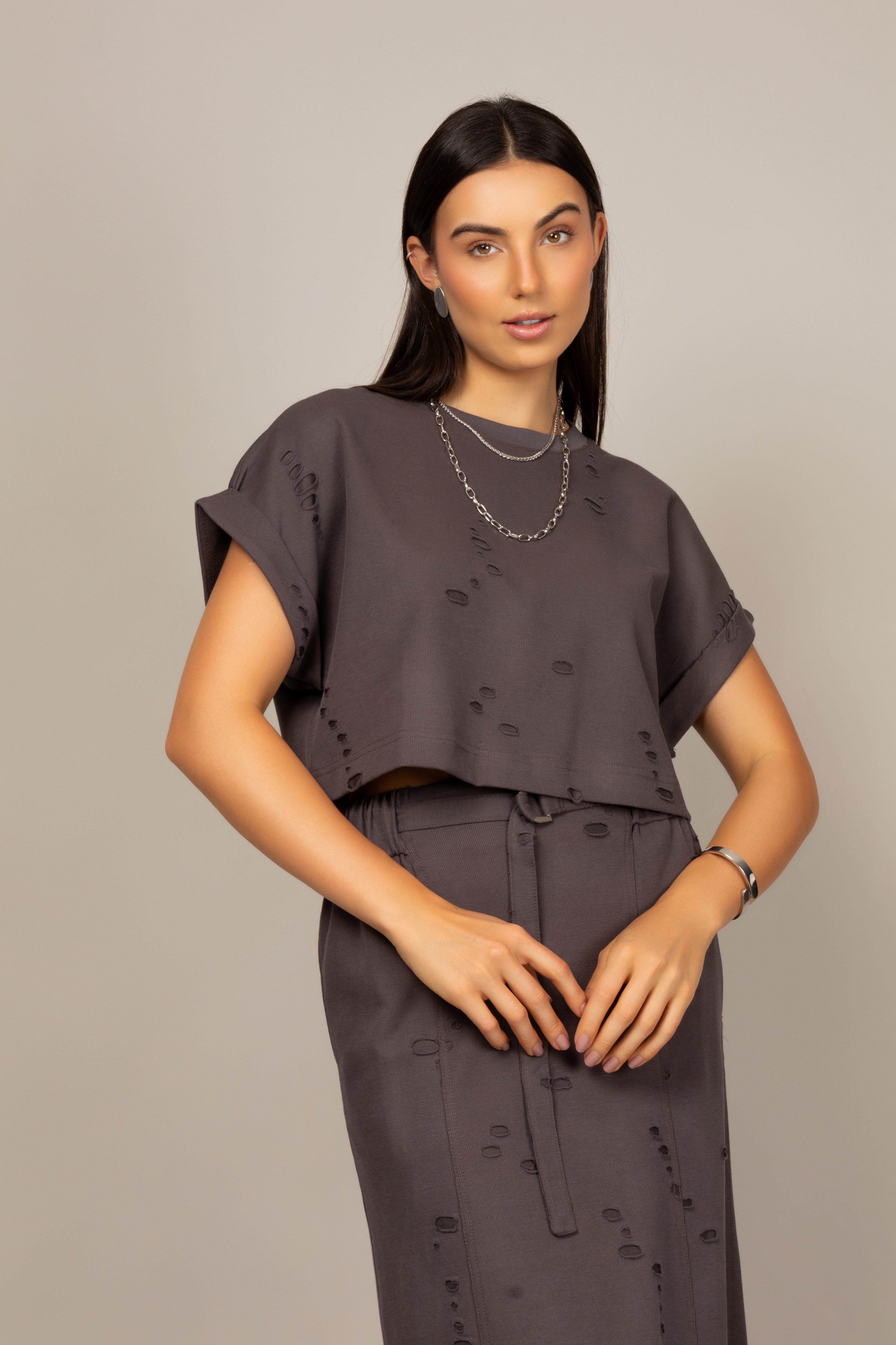 Conjunto em malha estonada destroyed
