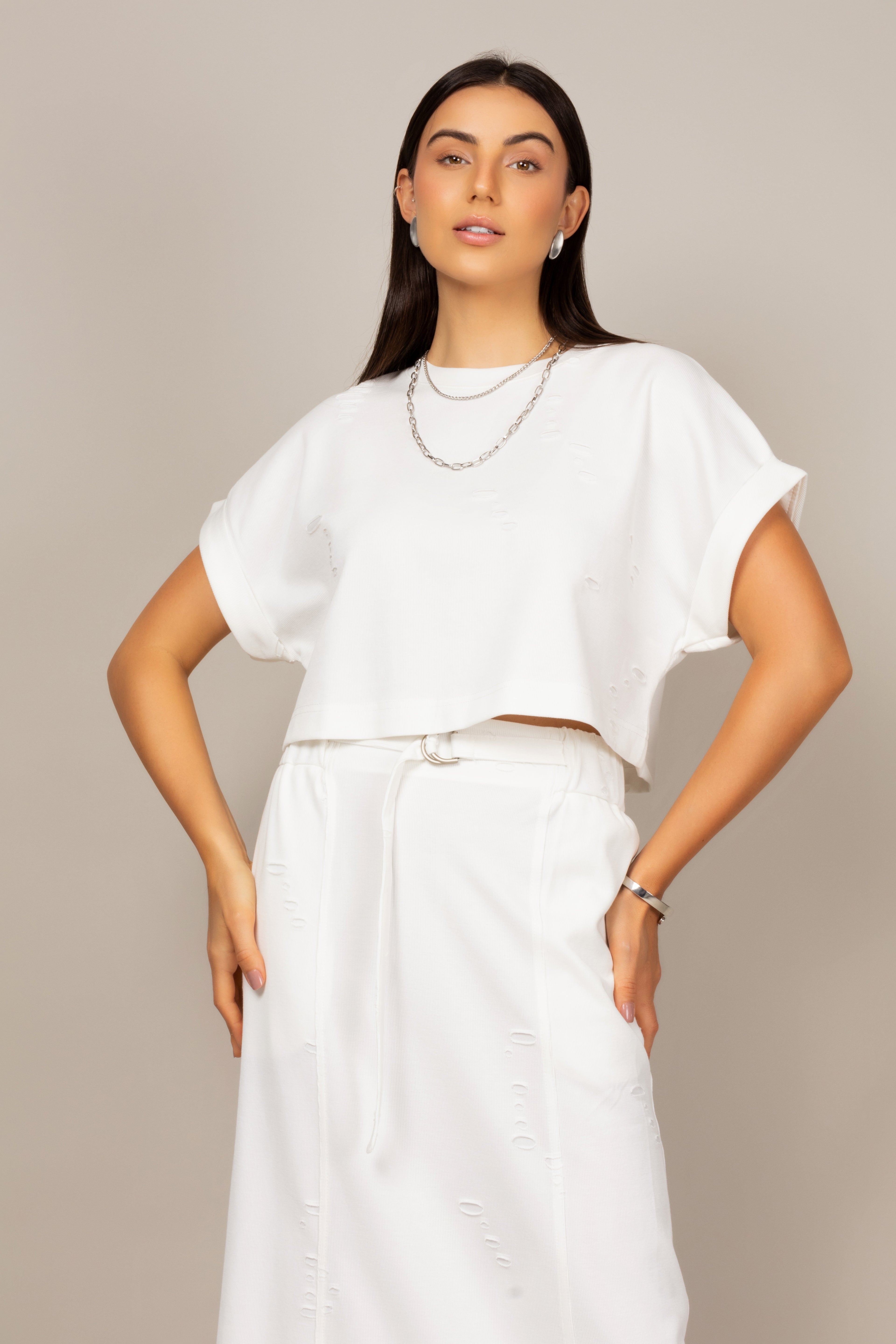 Conjunto em malha estonada destroyed